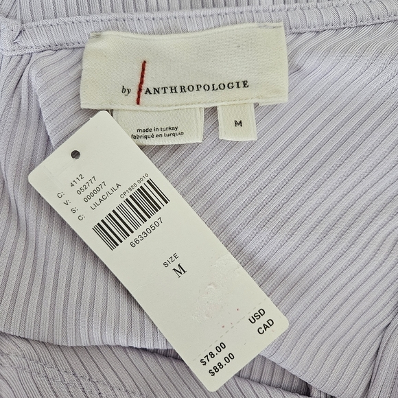 Anthropologie Top Purple Long Sleeve Twist Cutout Rib Knit Shirt Medium - Picture 5 of 7